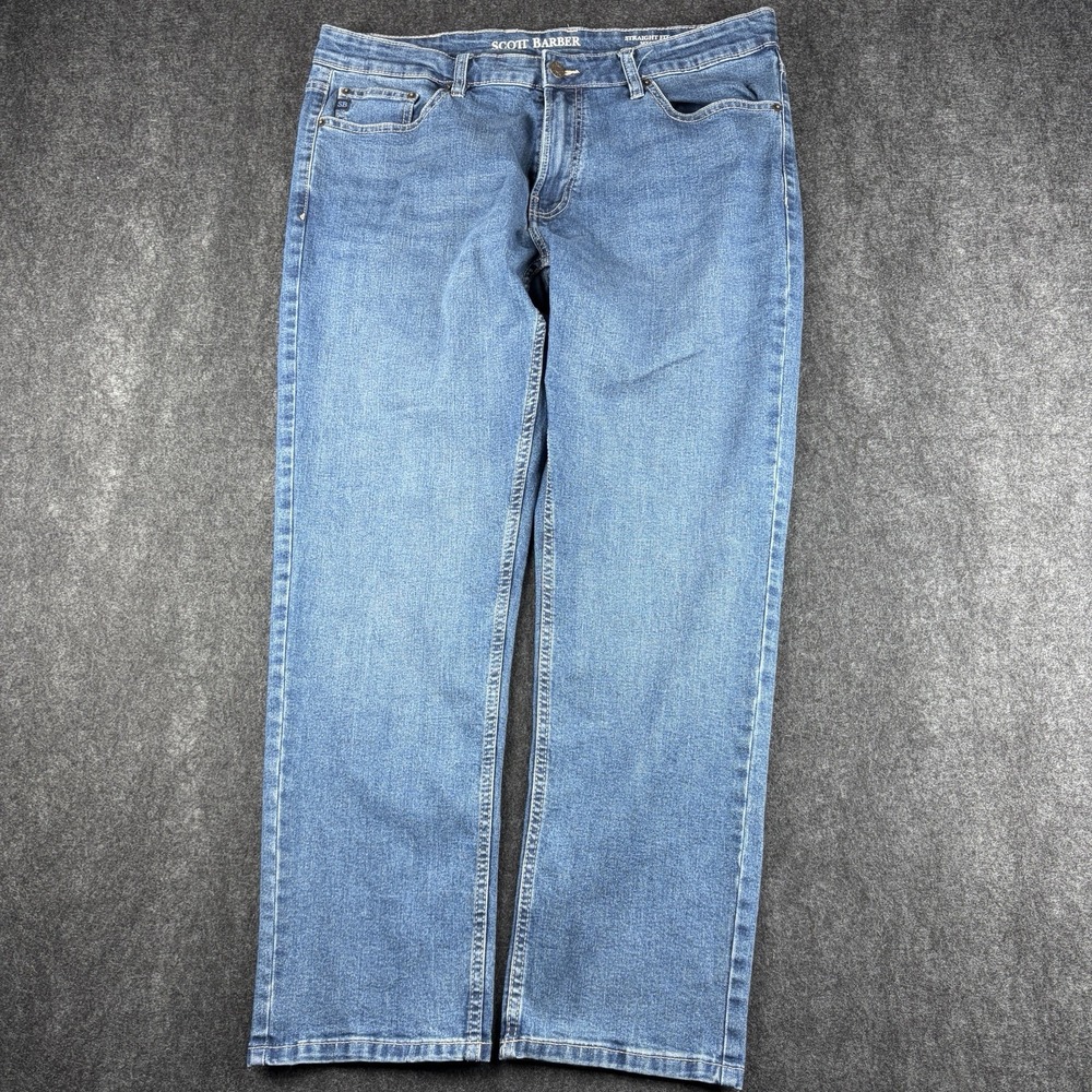 Scott Barber Straight Fit Jeans Men's 36x30 Blue Stretch Denim